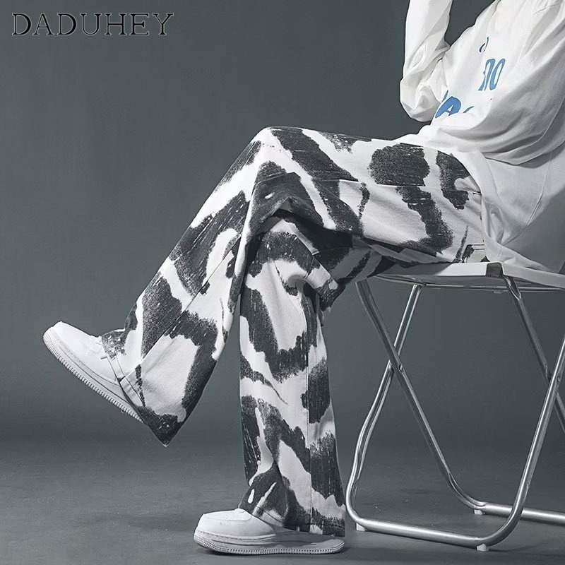 DaDuHey Men's 2022 New Autumn Loose Camouflage Cargo Pants Ins Trendy Fashion Tie-Dyed Casual Pants
