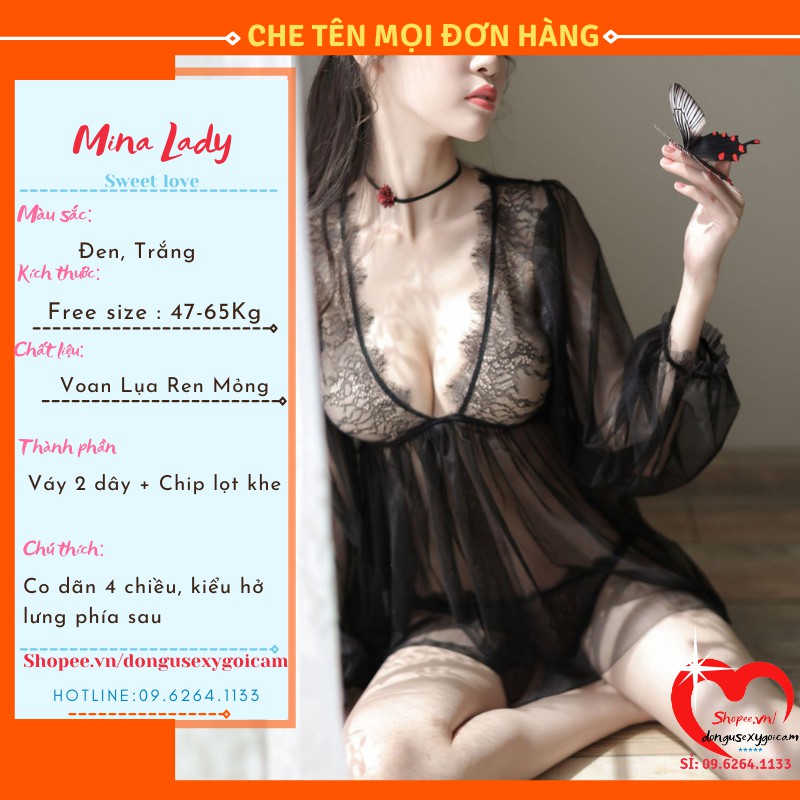 Váy Áo ngủ sexy dễ thương gợi cảm tay dài xuyên thấu | Áo Ngủ Sexy Yêu Kiều Điệu Đà gợi cảm-TAY PHỒNG