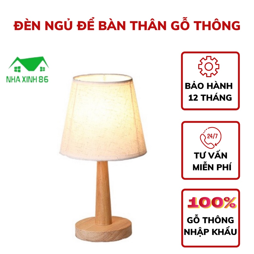 Đèn Ngủ Để Bàn Thân Gỗ Thông 1997store_vn - Cổng USB , KT 30 x 17 x 10 cm - Đèn Ngủ Decor Nhà Cửa - BH 1 Năm