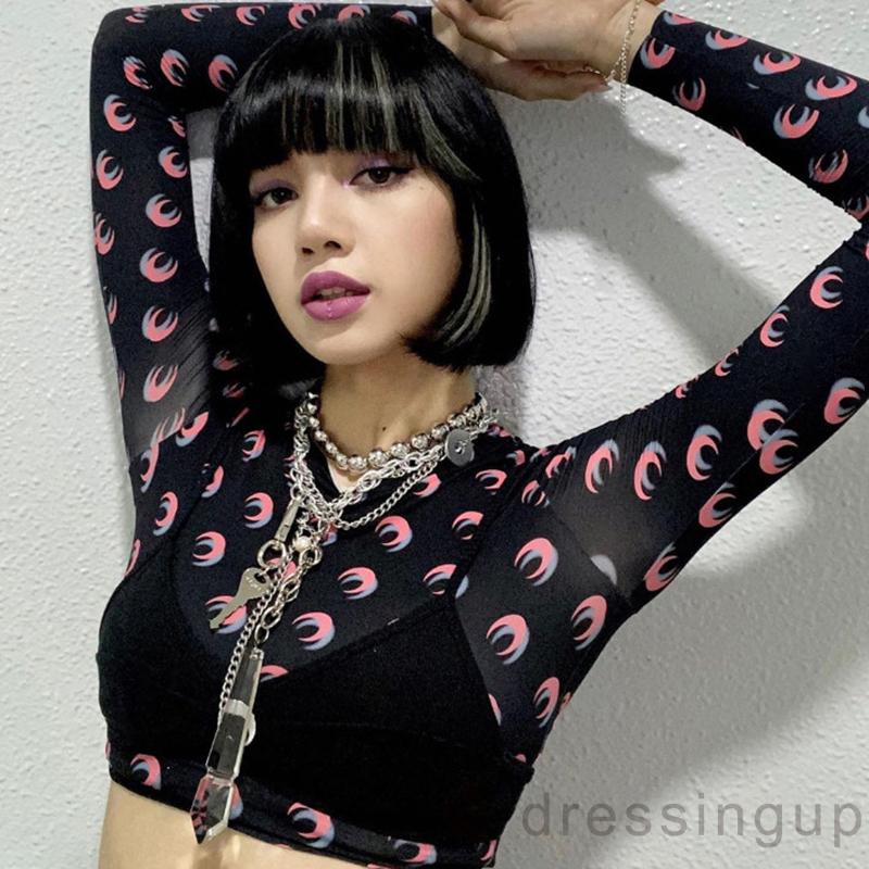 Áo Thun Nữ Tay Dài In Hình Mặt Trăng