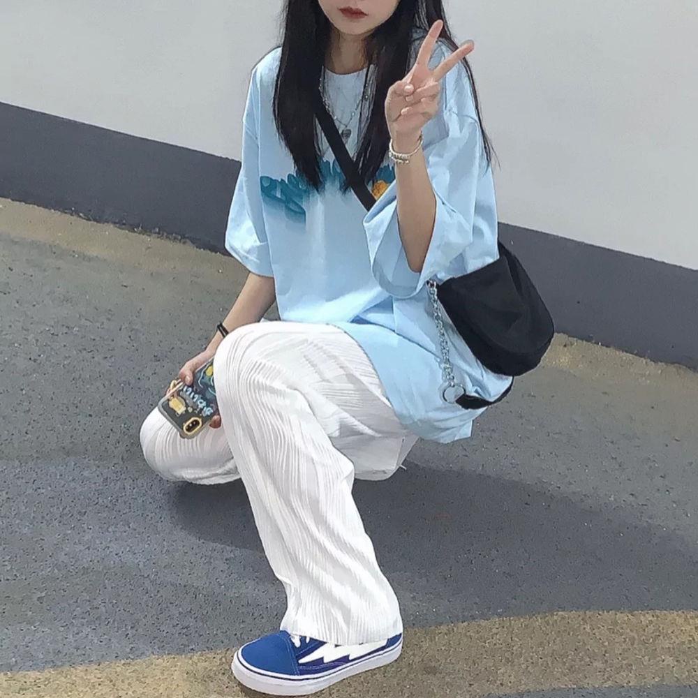 Quần Dài Ống Rộng Lưng Cao Phong Cách Hàn Quốc Thời Trang Xuân Hè Mới Cho Nữ