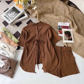 (SHOP nàng béo BIGSIZE 50kg đến 90kg ) sét sơ mi hở lưng phối quần short