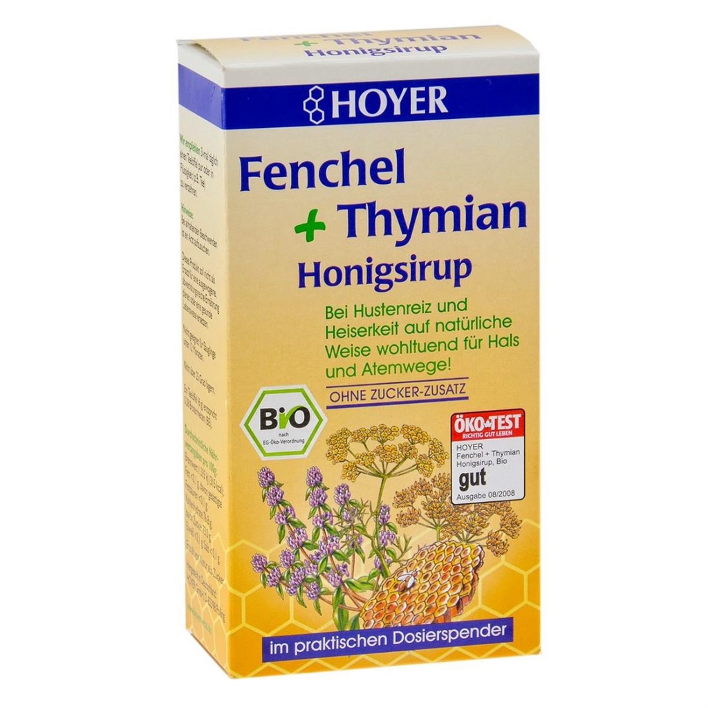 Si rô ho hữu cơ mật ong với thảo mộc 250gr - Hoyer (Fenchel Thymian)