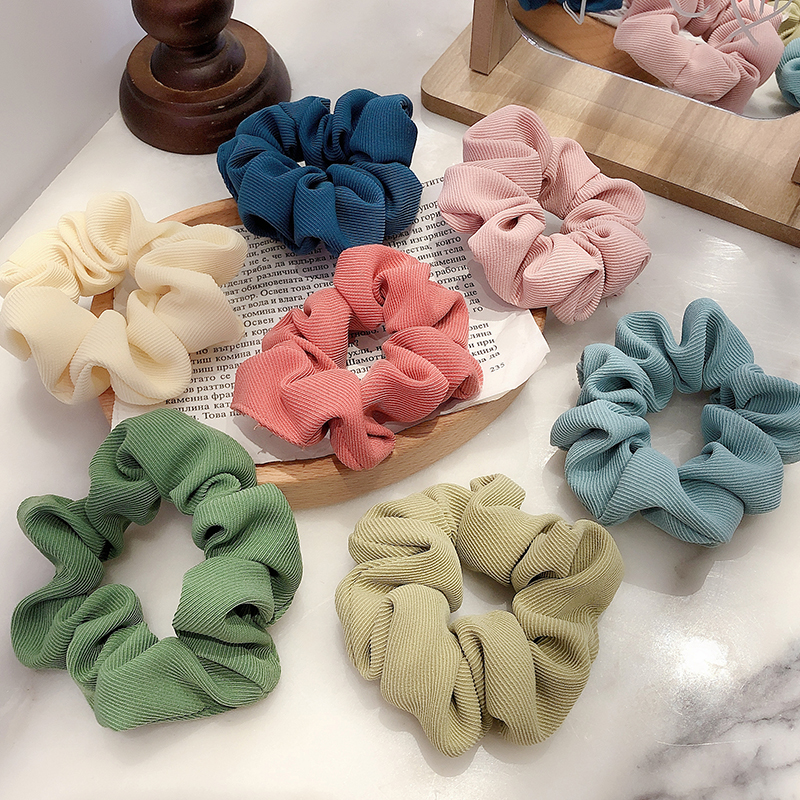 Dây Cột Tóc Scrunchies Chất Liệu Mềm Mại Màu Sắc Lấp Lánh Thời Trang Xinh Xắn