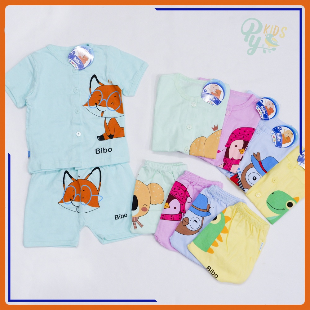 bộ sơ sinh màu tay ngắn Bibo, cotton thấm hút mồ hôi cho bé 3-13kg