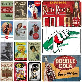 Bảng Thiếc Dán Tường Trang Trí In Chữ Coca Cola Cổ Điển
