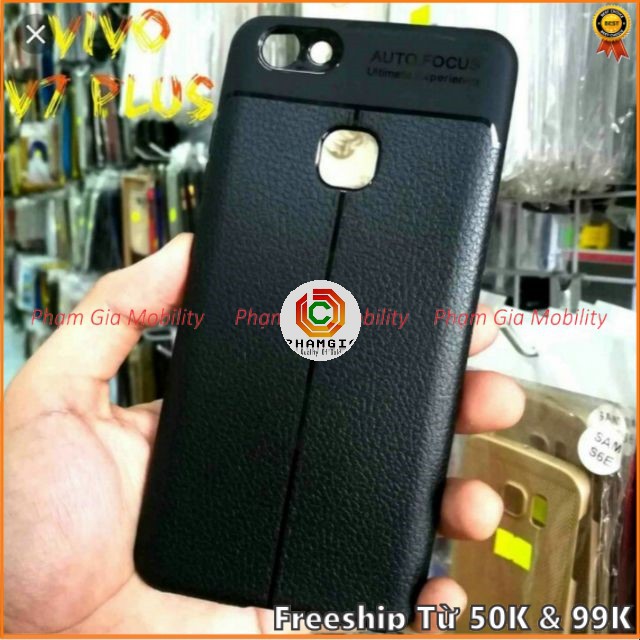 Ốp lưng vivo V7/ V7 + ( plus ) loại dẻo vân da Auto Focus, dẻo đen TPU