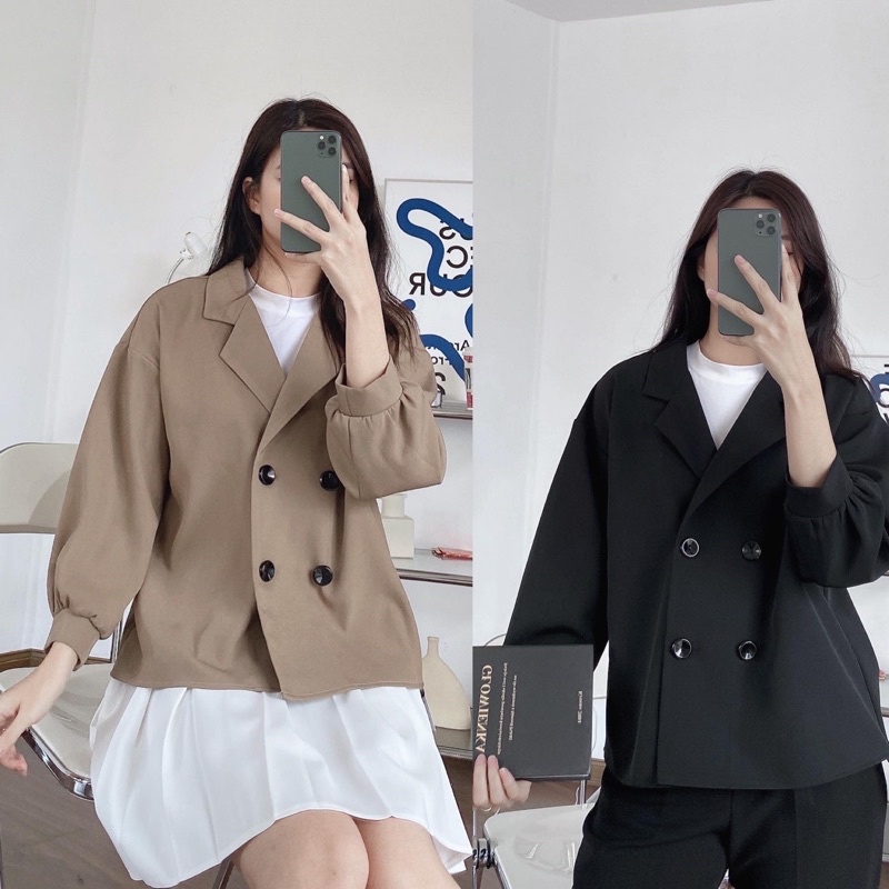 áo cổ vest tay bồng