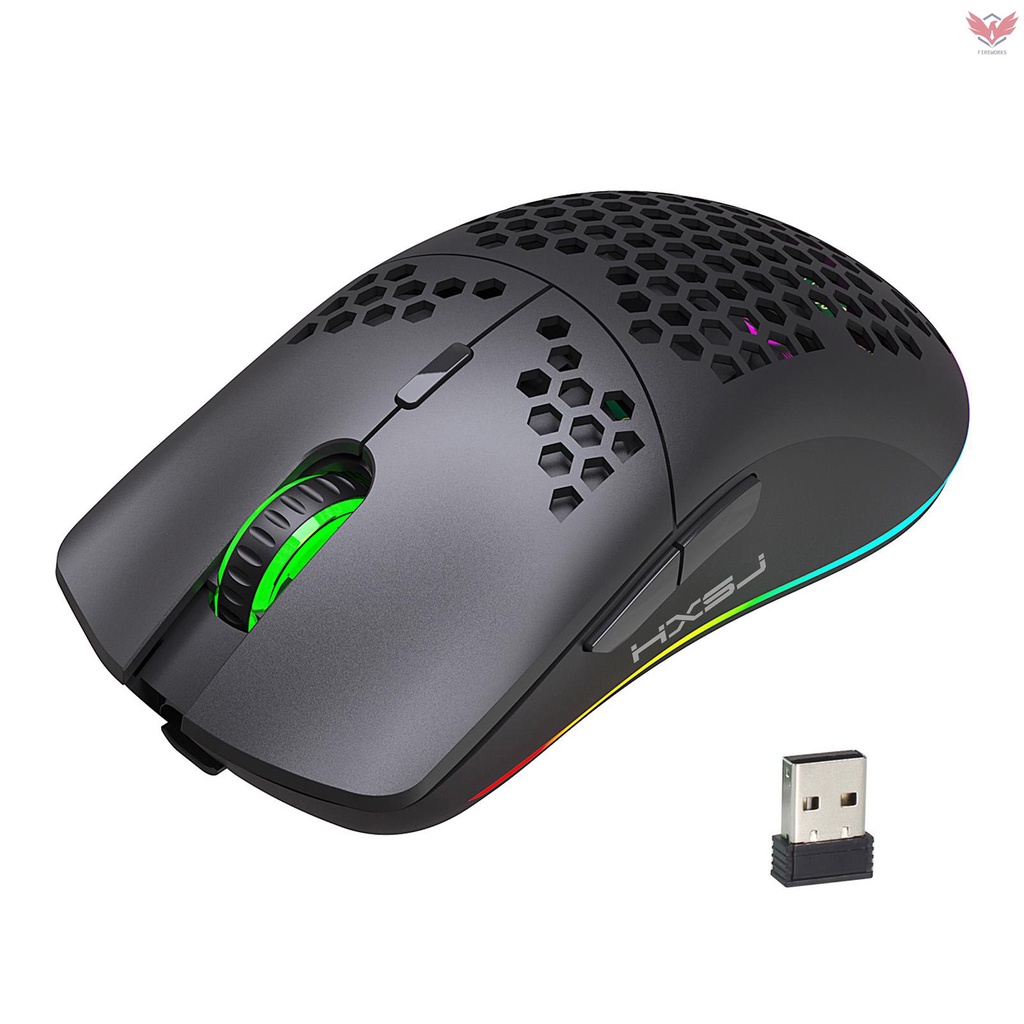 Chuột Không Dây Fir Hxsj T66 Rgb 2.4g Có Đèn Rgb Và Điều Chỉnh Được Cho Laptop Đen