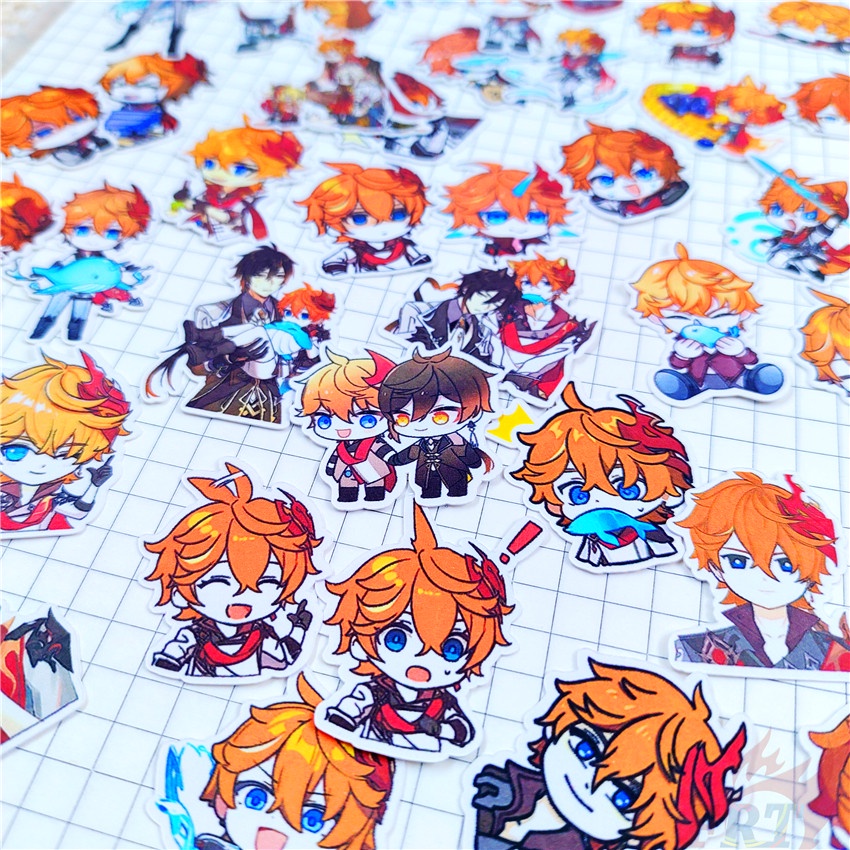 ★★★ Tác động của Genshin. Sticker Dán Trang Trí Nhật Ký Mini Tartaglia Q-1 ★★★ 60 Miếng Dán Trang Trí Album Thời Trang (Size: 2~3cm)