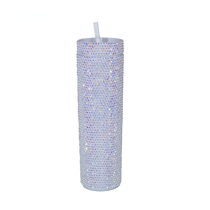 Bình Nước 2022 Đính Đá Kèm Ống Hút Sáng Tạo 16oz/450ml Dành Cho Bạn Nữ Vào Mùa Hè