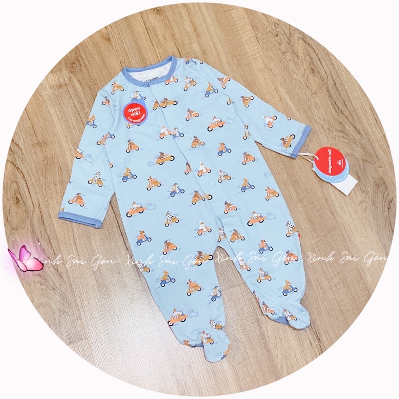 0-3m (Nút nam châm thun lạnh co giãn 4 chiều chọn mẫu) Bodysuit / Sleepsuit bộ áo liền quần kèm vớ cho bé từ 3-5kg