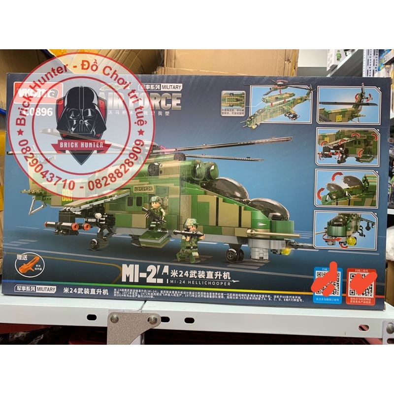Army Woma C0896 Mi-24 Attack helicopter Russian Air Force bộ đồ chơi lắp ráp mô hình trực thăng chiến đấu của Nga