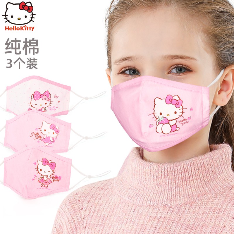 Bộ 3 khẩu trang in hình Hello Kitty cho bé