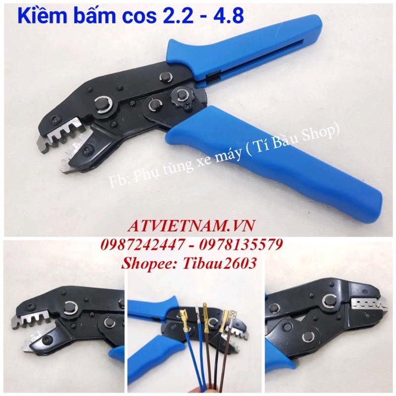 Kiềm bấm cos chuyên dụng 2.2 - 4.8 lưỡi thép 4 răng