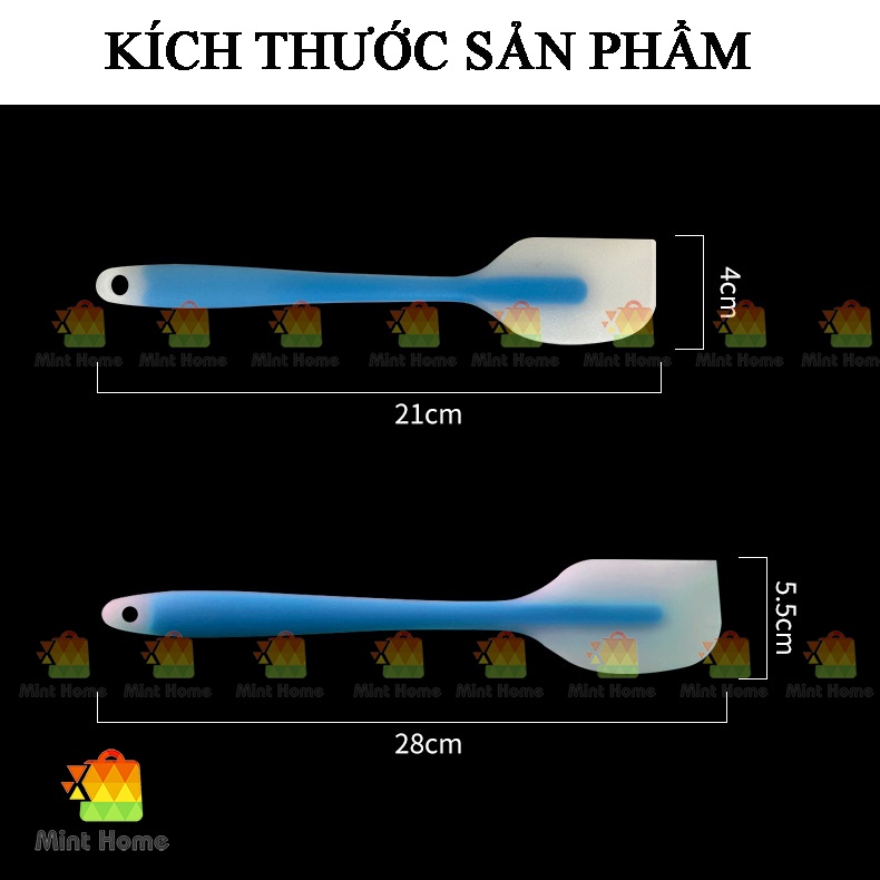 Dụng cụ làm bánh: Cây Spatula phới dẹt trộn bột, đánh trứng phết kem silicon đúc nguyên khối chịu nhiệt muôi lật thức ăn