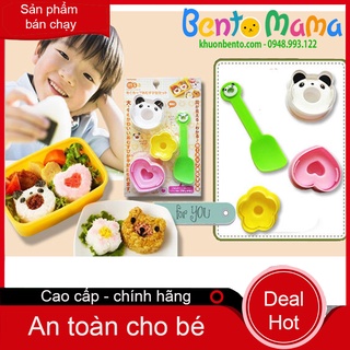 SET 3 KHUÔN ÉP CƠM HOA TIM GẤU CÓ NHÂN KÈM THÌA NÉN CƠM