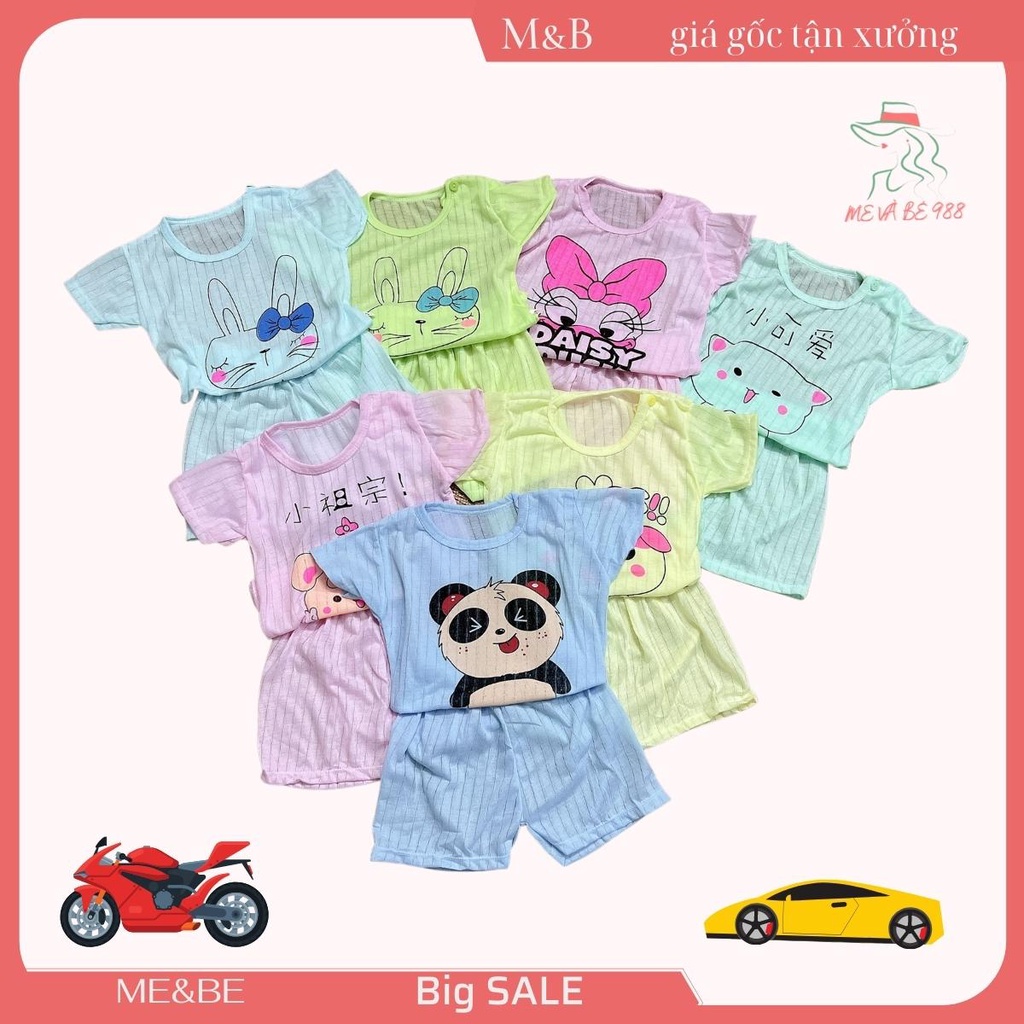 Đồ Bộ Bé Trai Bé Gái trẻ sơ sinh cộc tay cotton giấy Cho Bé Mặc Nhà Bộ Quần Áo Trẻ Em Dễ Thương Mùa Hè thời trang M&B