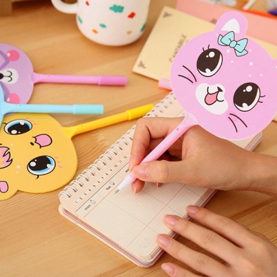 Bút Bi Quạt Hình Thú Cưng Mực Xanh  Clovershop68