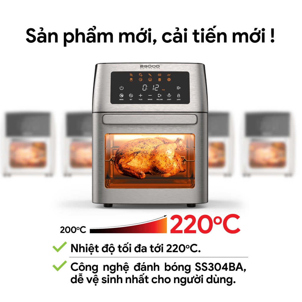 Nồi Chiên Không Dầu 2GOOD Vortex S-18 Air Fryer Oven (15L) Hàng chính hãng bảo hành điện tử 12 Tháng