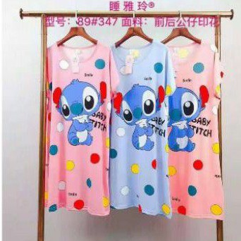 Negligee lilo and stitch nhân vật hoạt hình disney màu đỏ xanh lam chỉ xanh lam