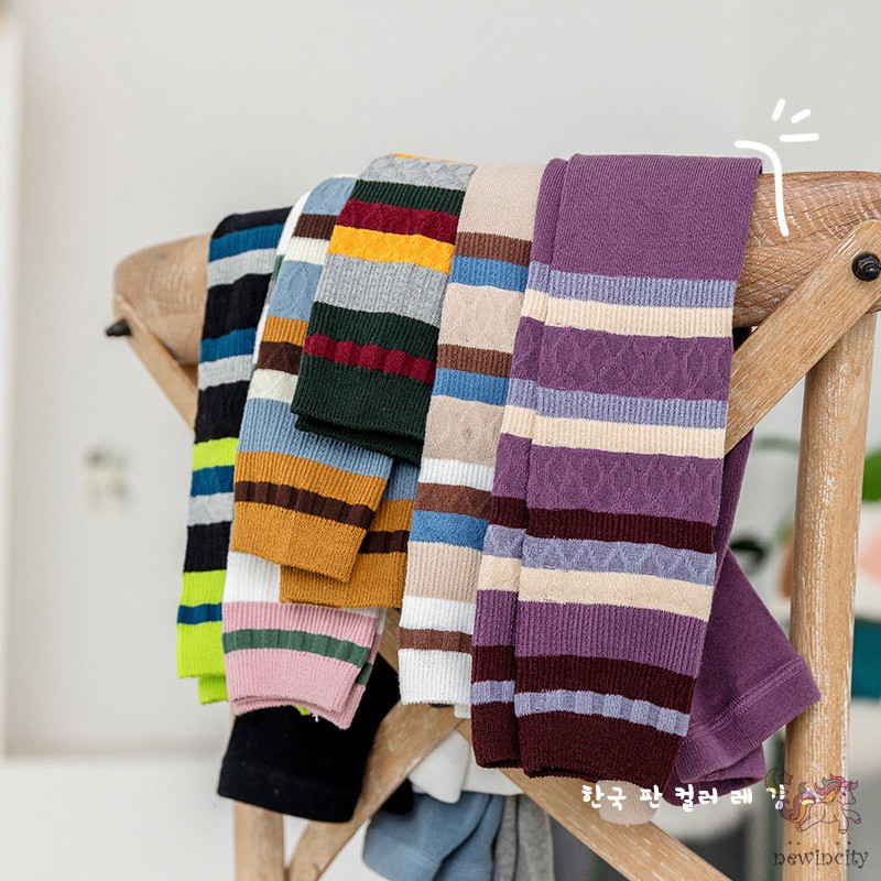 Quần Legging Họa Tiết Kẻ Sọc Màu Tương Phản Dành Cho Bé