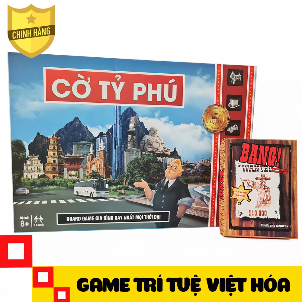 [COMBO 2 IN 1] Đồ chơi board game cho 5 người Cờ tỷ phú loại lớn+ Game thẻ bài Bang!, trò chơi trí tuệ giải trí siêu hot