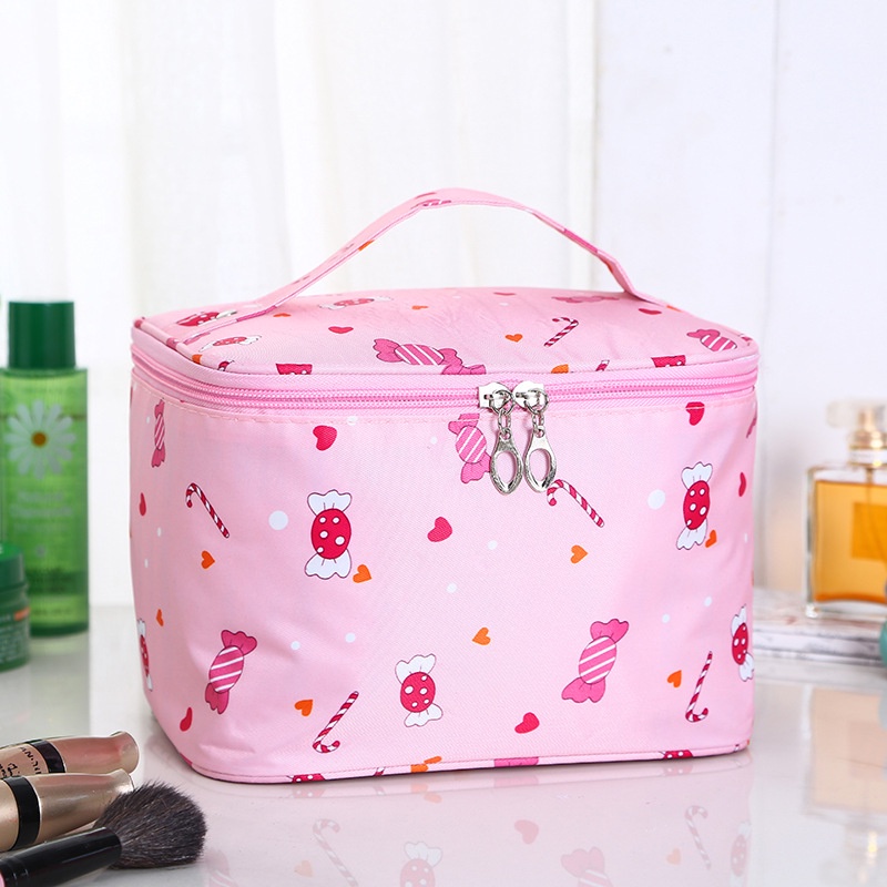 Túi đựng mỹ phẩm đồ trang điểm du lịch xách tay hình hộp, đồ dùng phụ kiện trang điểm, đồ dùng cho nữ