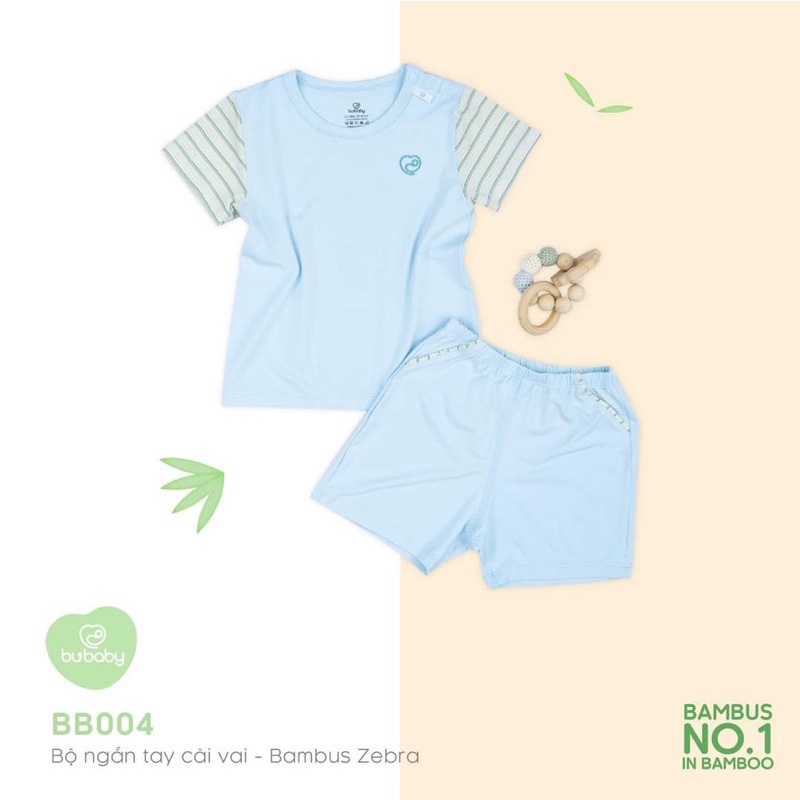 Bộ ngắn tay cài vai sợi tre Bambus Bu, Bubaby cho bé từ 6 tháng đến 4 tuổi