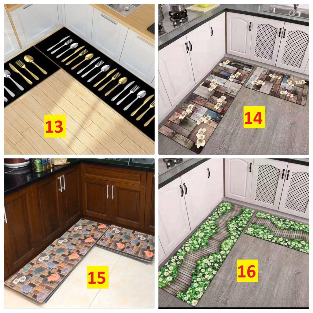 Bộ 2 thảm bếp 3D,chống trơn trượt (40*60 + 40*120 cm)-3D-004