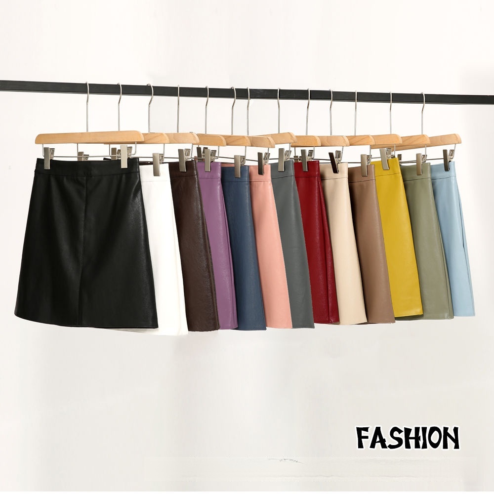 Chân Váy Chữ A Bằng Da Eo Cao Thời Trang Mùa Thu Hàn Quốc Giản Dị Dành Cho Nữ