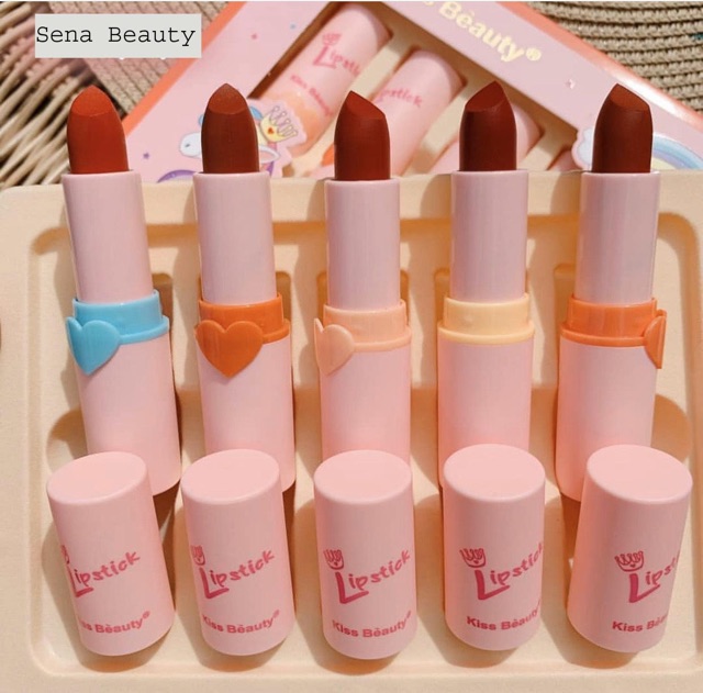 (SS5) Full Set 5 Cây Son Kiss Beauty Vỏ Hồng Unicorn Colors | BigBuy360 - bigbuy360.vn