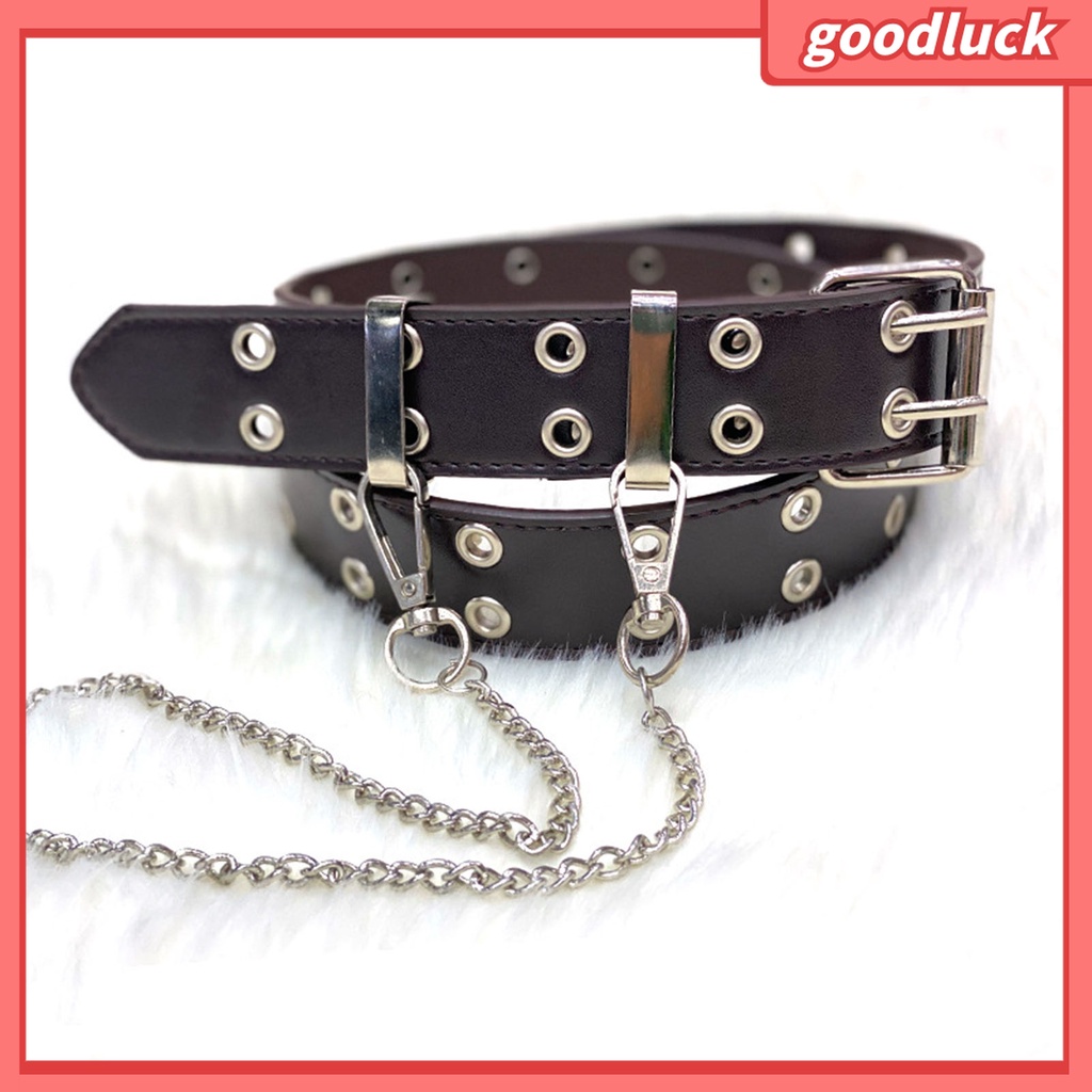 Thắt Lưng Hai Hàng Nút Cài Màu Trơn Phong Cách Punk Hip hop Cho Nam