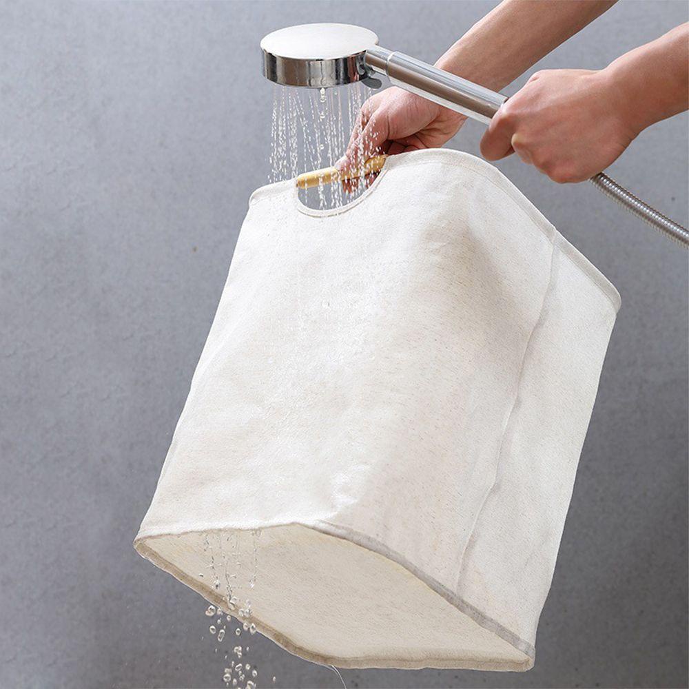 ♫DAPHNE♫ Bathroom Laundry Hamper Bedroom Handheld Dirty Clothes Basket Beige Household Fabric Laundry Storage Bag Simple Foldable