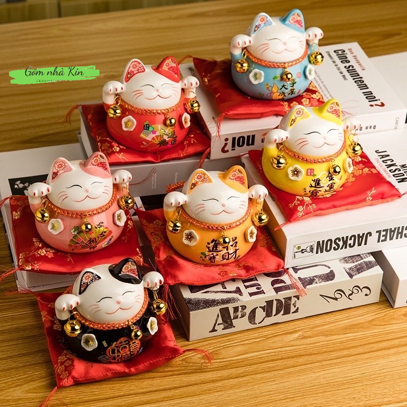 Mèo thần tài may mắn tiết kiệm hàng đẹp loại cao cấp size 11cm