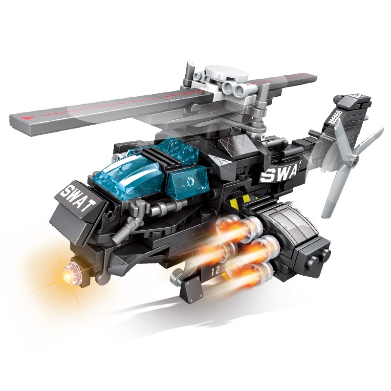 Đồ chơi lắp ráp robot 10 trong 1 Sembo Block mô hình xe máy bay trực thăng SWAT phát triển trí tuệ