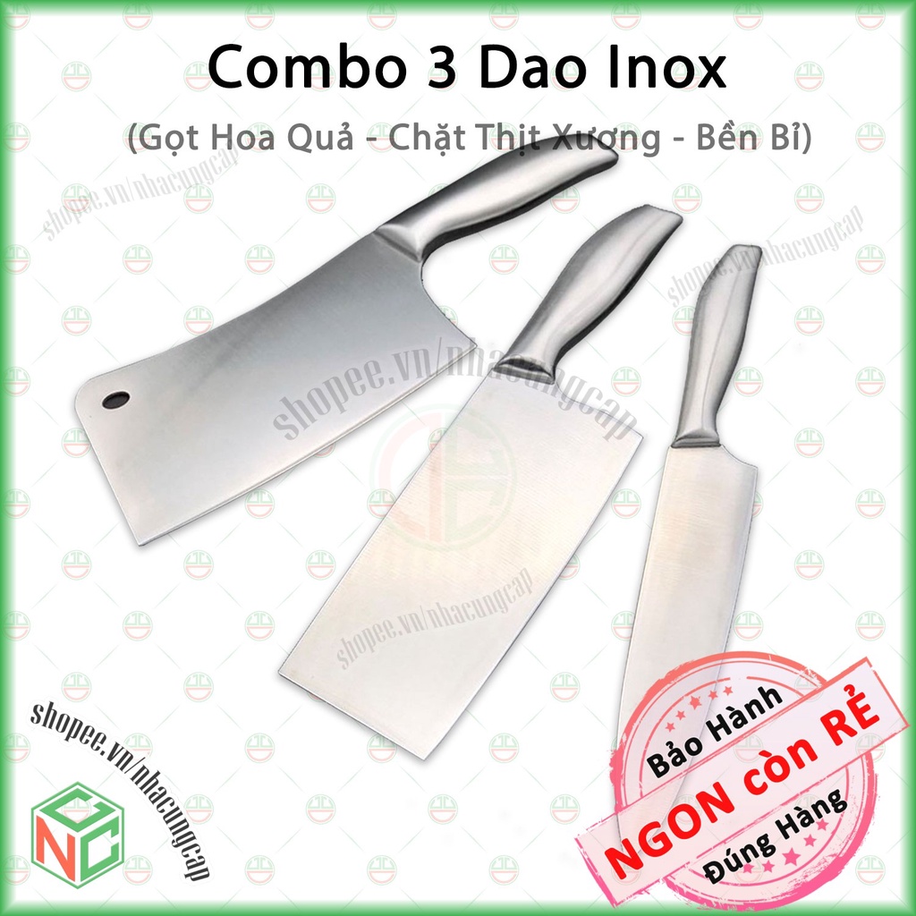 [KhoNCC] Bộ Dao Inox 3 Món Đúc Nguyên Khối - NLM-C3DI