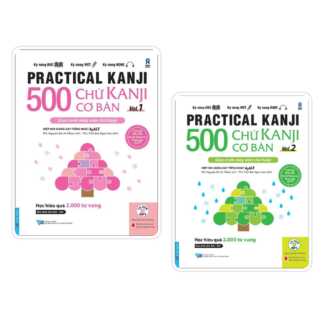 Sách - Combo Kĩ Năng Học Chữ Kanji Nhanh, Hiệu Quả: 500 Chữ Kanji Cơ Bản Vol.1 + 500 Chữ Kanji Cơ Bản Vol.2