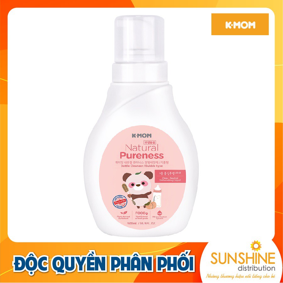 Nước rửa bình &amp; rau quả hữu cơ K-Mom Hàn Quốc thành phần tự nhiên dạng chai tạo bọt 500ml