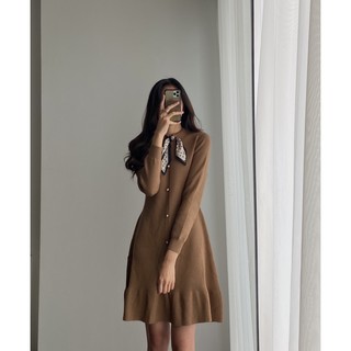 váy len kèm khăn lụa 3965