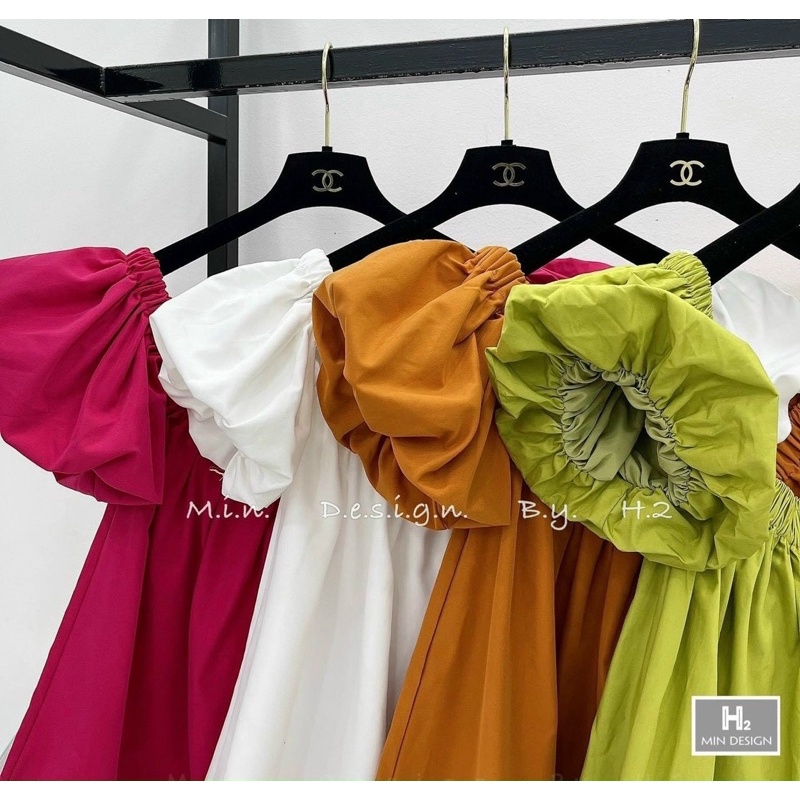 Set trễ vai tay phồng
