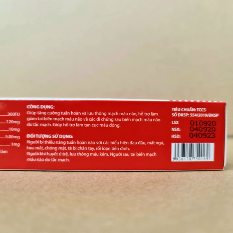 Hoạt huyết dưỡng não Ginkgo Biloba Nattobest Q10 hỗ trợ tăng tuần hoàn não, tan cục máu đông – Hộp 30 viên