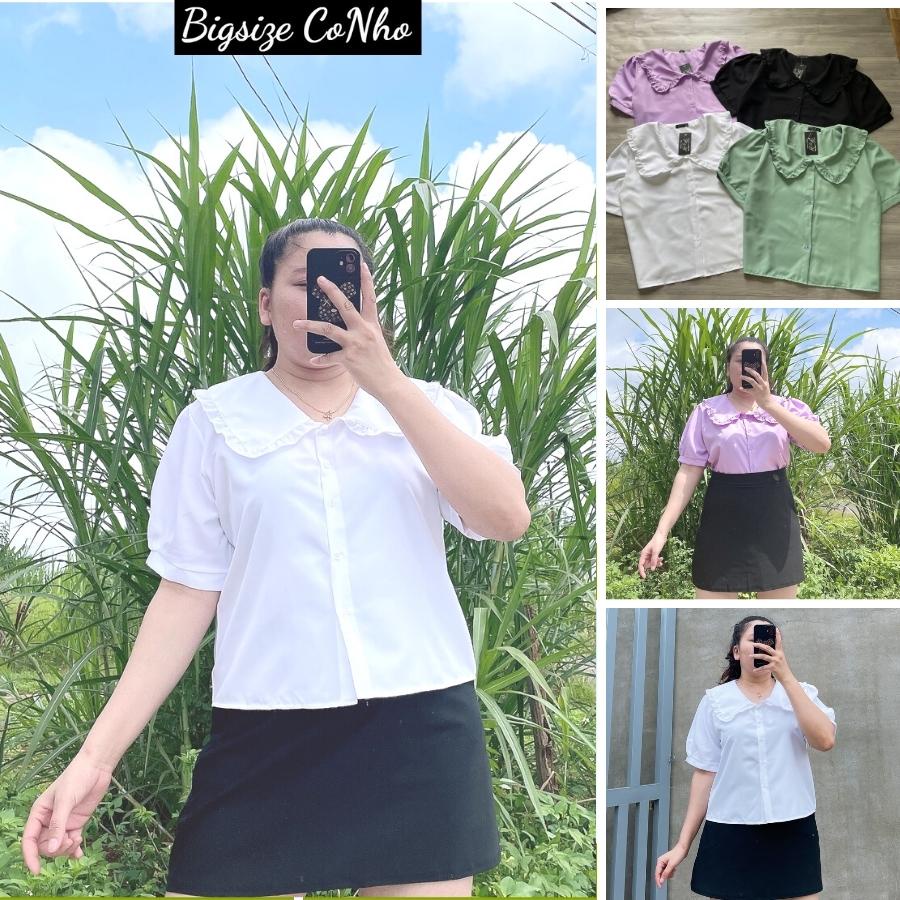Áo kiểu bigsize nữ cổ sen tay ngắn chất vải mát CO SEN