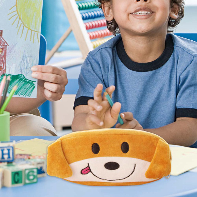 Túi đựng bút/ mỹ phẩm bằng vải nhung họa tiết hoạt hình tùy chọn dành cho trẻ em