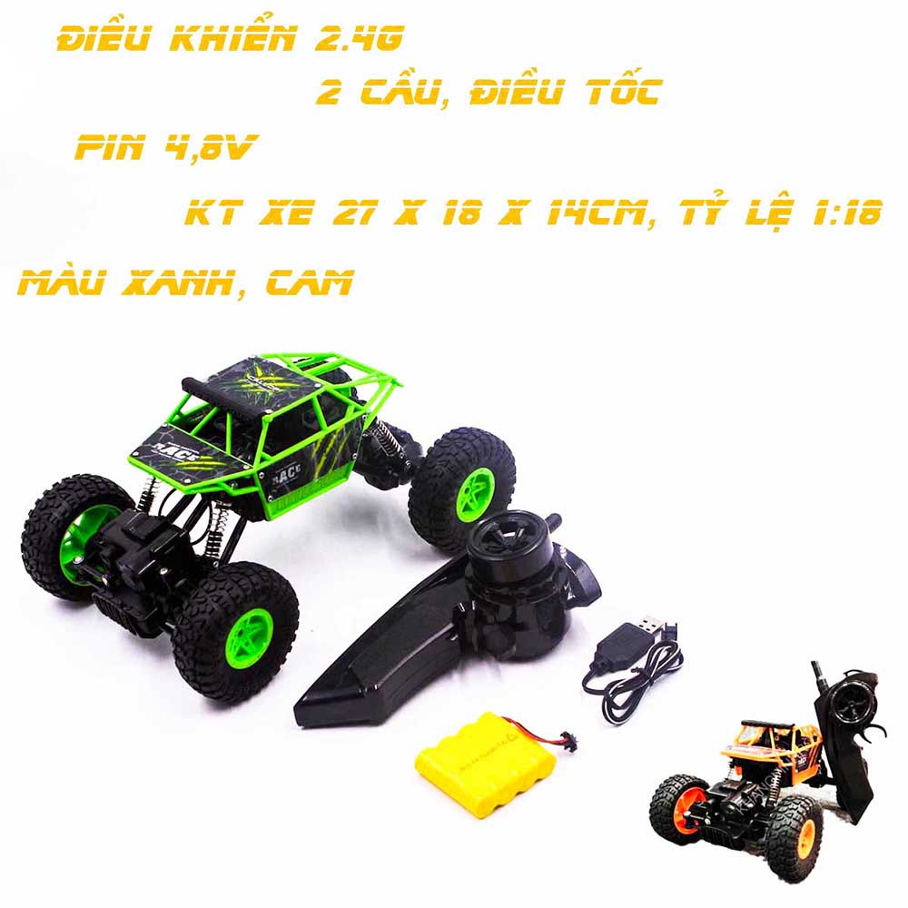Xe Địa Hình Giảm Sóc 2 Cầu Vỏ Thép Điều Khiển Từ Xa