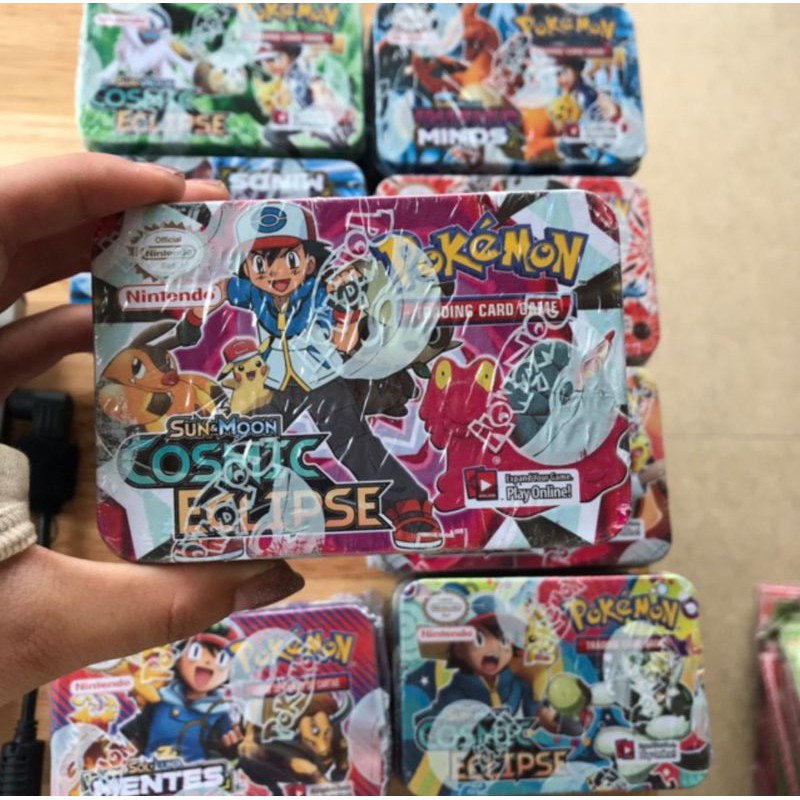 Thẻ bài Pokemon hộp sắt 40 thẻ bài kèm theo thẻ Vip