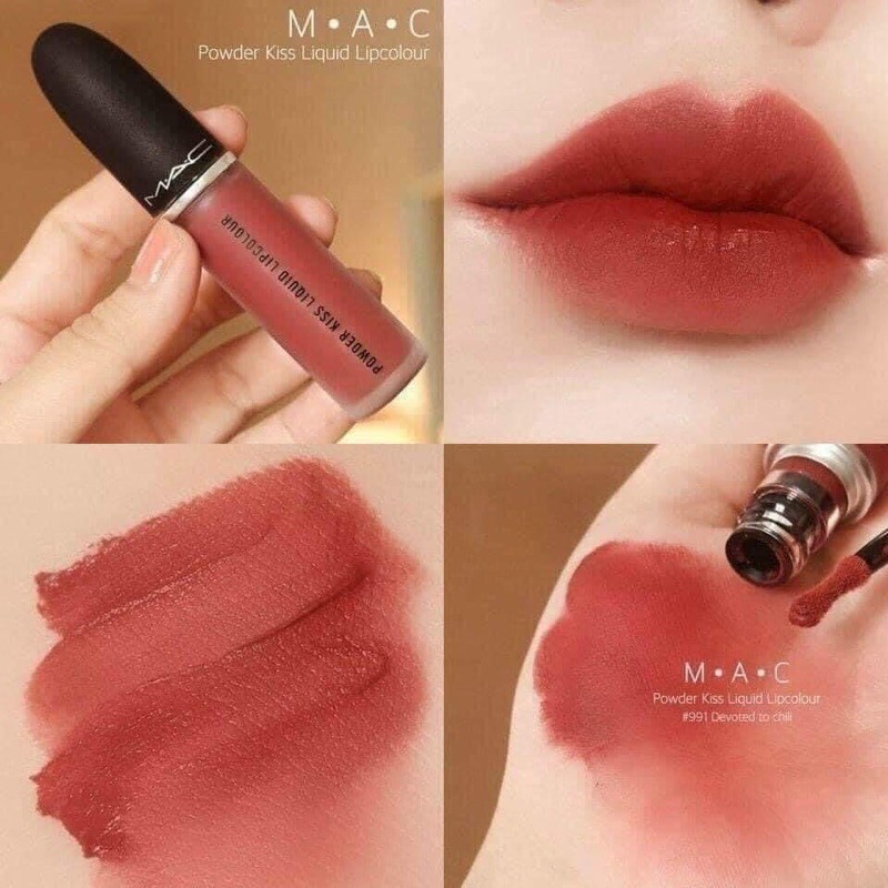 Son thỏi/Son kem lỳ Mac Powder kiss màu Devoted to chilli/Mull it over