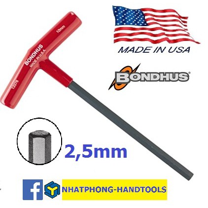 Lục Giác chữ T 2,5 mm sản xuất tại Mỹ hiệu BONDHUS dài 10 cm , 16 cm , 23 cm