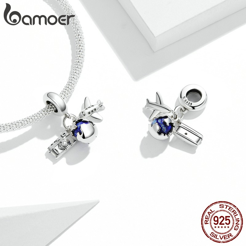 Hạt xỏ trang sức Bamoer Scc2026 bằng bạc 925 dòng sản phẩm vòng quanh thế giới thời trang thích hợp làm vòng tay DIY