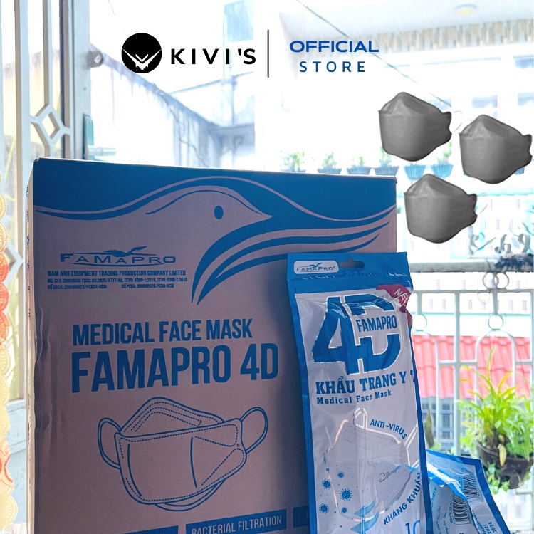 Sỉ Thùng 300 chiếc Khẩu Trang Y Tế Kháng Khuẩn Famapro 4 Lớp Nam Anh Cao Cấp KF94 Sky Mask ôm sát mặt lọc sạch bụi bẩn